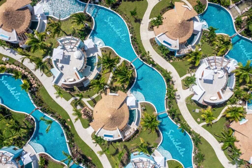 View of the pool at Sandals Saint Vincent, voted Best All-Inclusive Resort 2025
