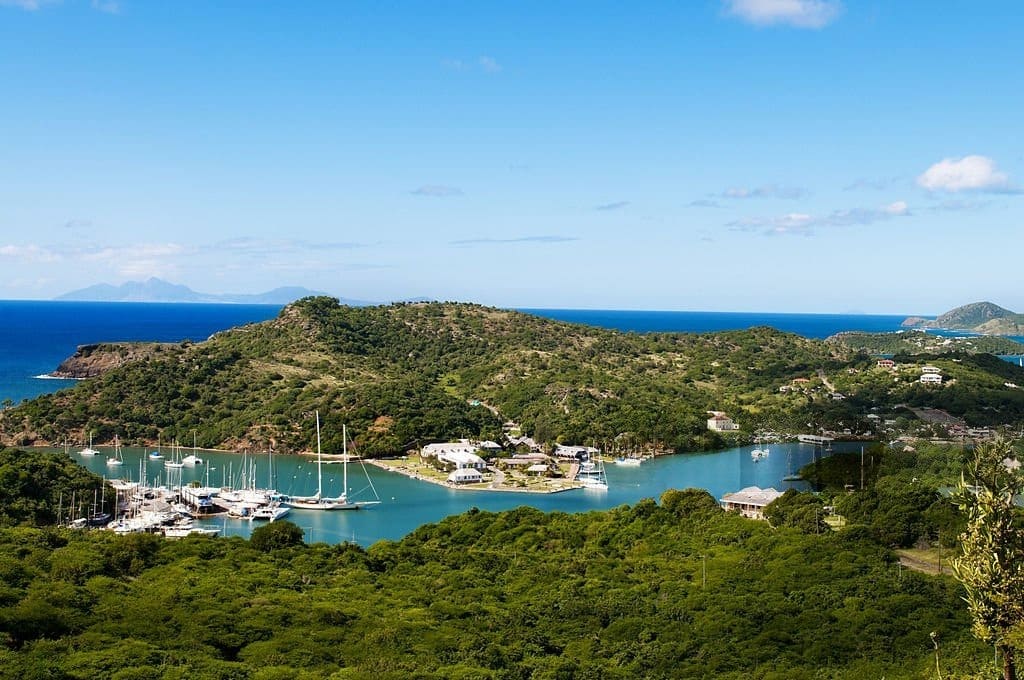 Aerial view of English Harbour and Nelson's Dockyard, Antigua and Barbuda