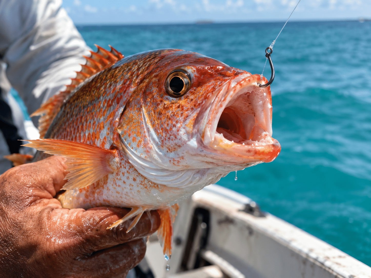 A fish biting the hook, illustrating the proverb Sake a mout fish get ketch